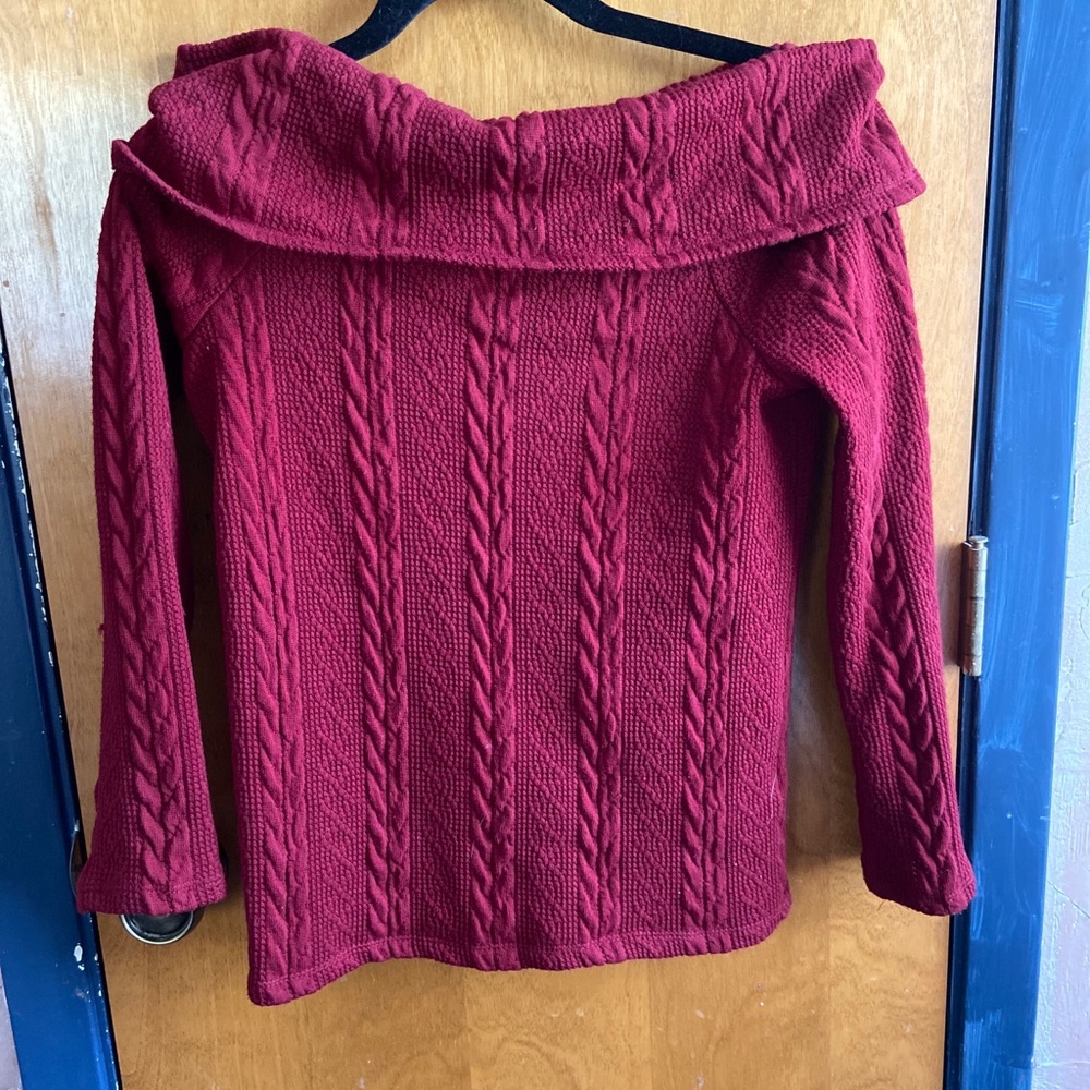 Off shoulder burgundy sweater